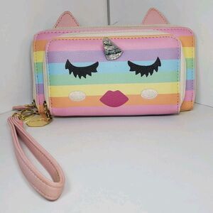 Rare Betsy Johnson Luv Rainbow Kitty Unicorn Wristlet Wallet Y2K Retro